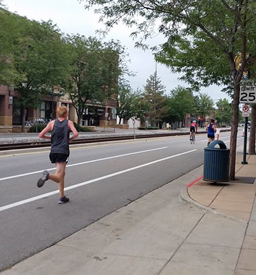 Carter Campbell finishing the Fort Collins Human Race